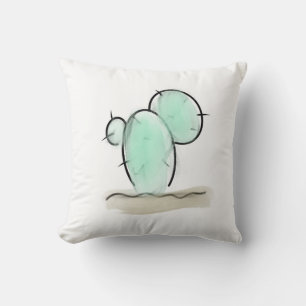 watercolor cactus desert arizona hand drawn green throw pillow