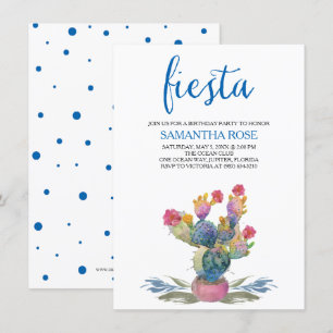 Watercolor Cactus Fiesta Birthday Party Invitation