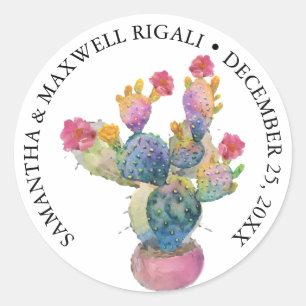 Watercolor Cactus Fiesta Favour Sticker
