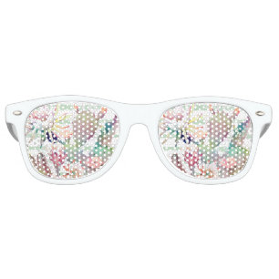 Watercolor cactus, floral and stripes design retro sunglasses