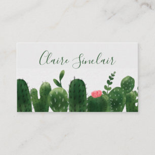 Watercolor Cactus Floral Business Card