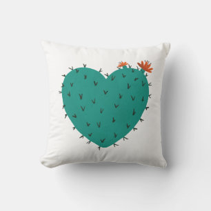 Watercolor Cactus Heart Pillow