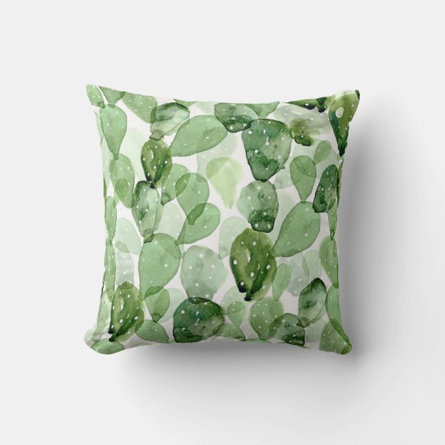 Watercolor Cactus Indoor/Outdoor Throw Pillows (Front)