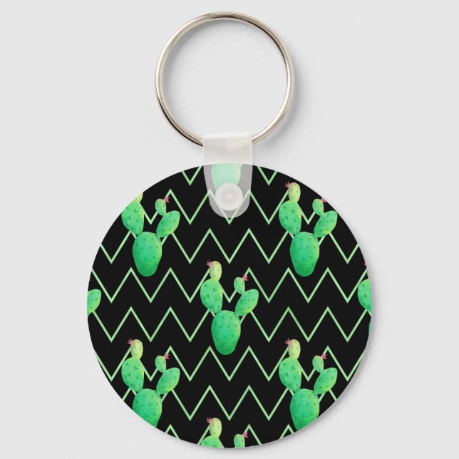 Watercolor Cactus Keychain (Front)