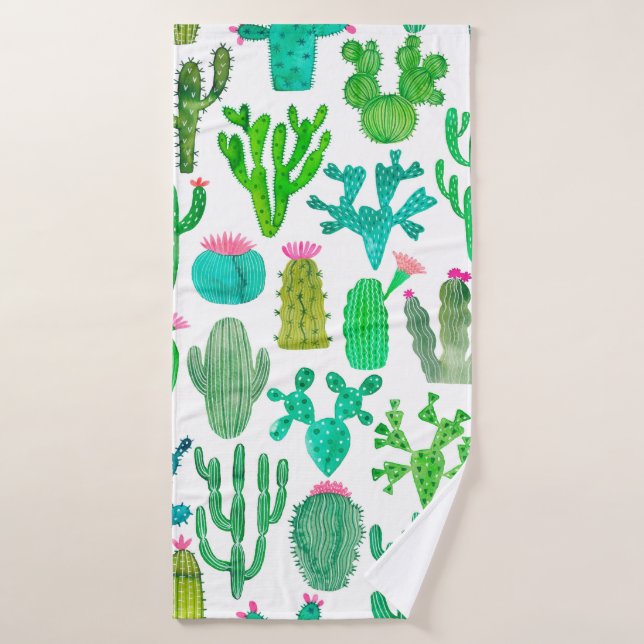 Watercolor cactus motif sans soudure. Cactus backg (Serviette de bain)