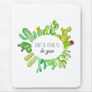 Watercolor cactus mouse pad