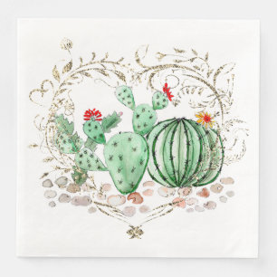 watercolor, cactus napkin
