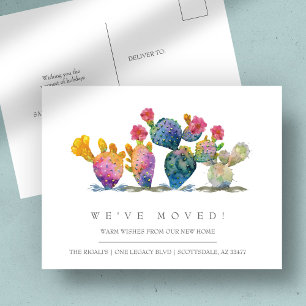 Watercolor Cactus New Home Moving Announcement Postcard