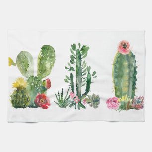 Watercolor Cactus Painting Kitchen Towel