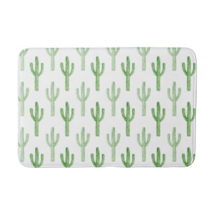 Watercolor Cactus Pattern Bath Mat