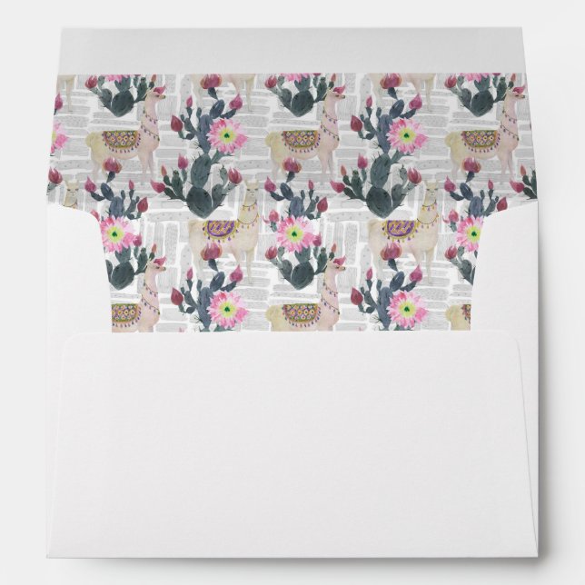 Watercolor Cactus Pattern Envelope (Back (Bottom))