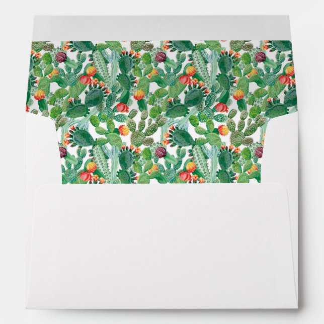 Watercolor Cactus Pattern Envelope (Back (Bottom))