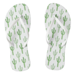 Watercolor Cactus Pattern Flip Flops