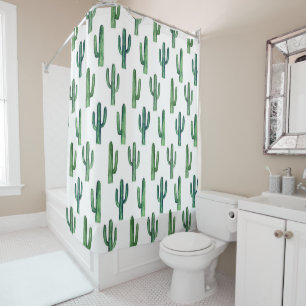 Watercolor cactus pattern. Green botanical cacti