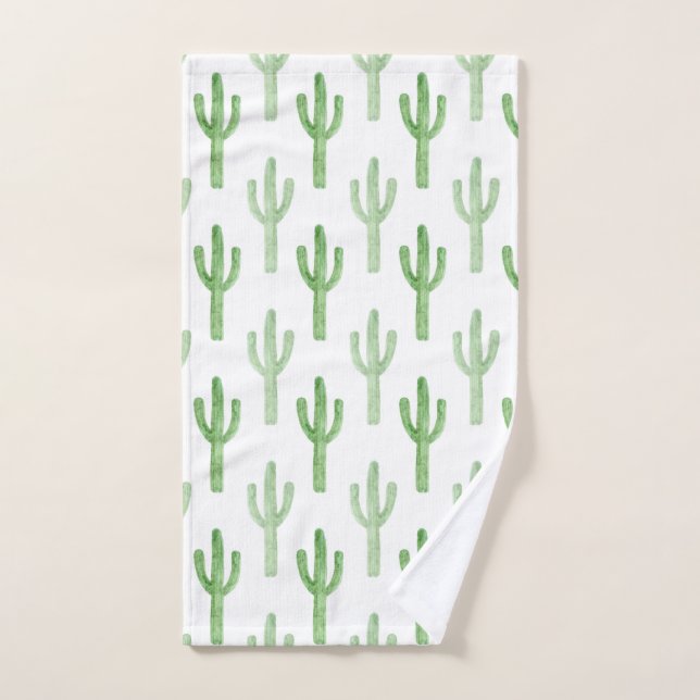 Watercolor Cactus Pattern Hand Towel (Hand Towel)