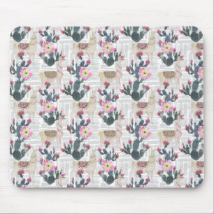 Watercolor Cactus Pattern Mouse Pad