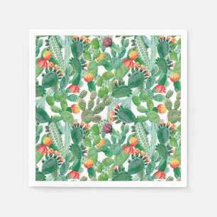 Watercolor Cactus Pattern Napkin