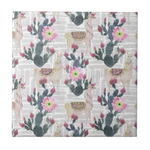 Watercolor Cactus Pattern Tile