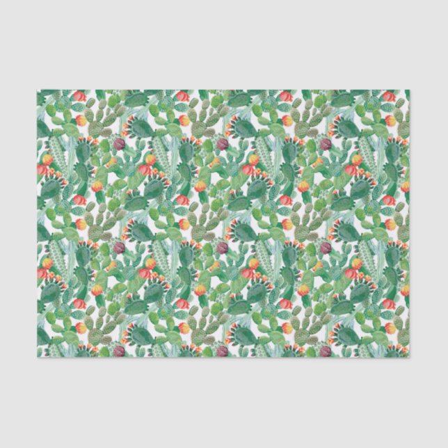 Watercolor Cactus Pattern Tissue Paper (Front)