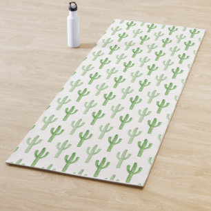 Watercolor Cactus Pattern Yoga Mat
