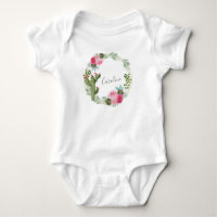Watercolor Cactus Pink Floral Wreath Personalized