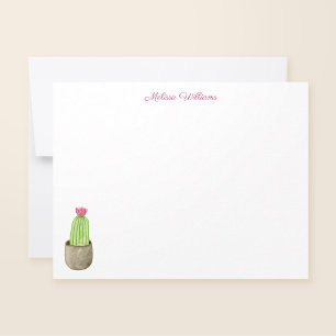 Watercolor Cactus Planter Personalized Stationery Card