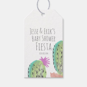 Watercolor Cactus Plants Hand Painted Baby Shower Gift Tags