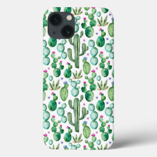 Watercolor Cactus Plants Pattern iPhone 13 Case