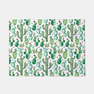 Watercolor Cactus Plants Pattern Doormat