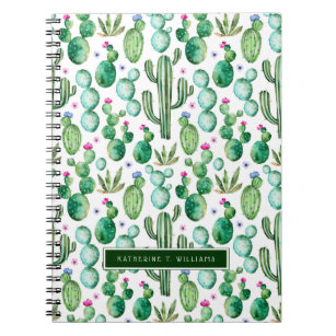 Watercolor Cactus Plants Pattern Notebook