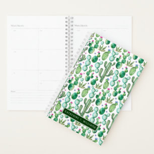 Watercolor Cactus Plants Pattern Planner