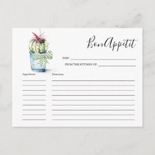 Watercolor Cactus Recipe Card
