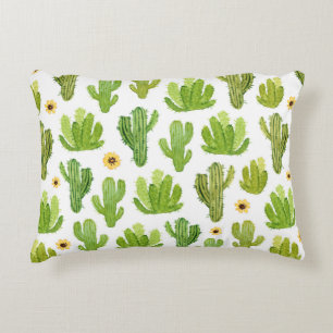 Watercolor cactus seamless pattern accent pillow