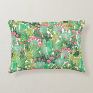 Watercolor cactus seamless pattern accent pillow