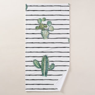 Watercolor cactus seamless pattern bath towel