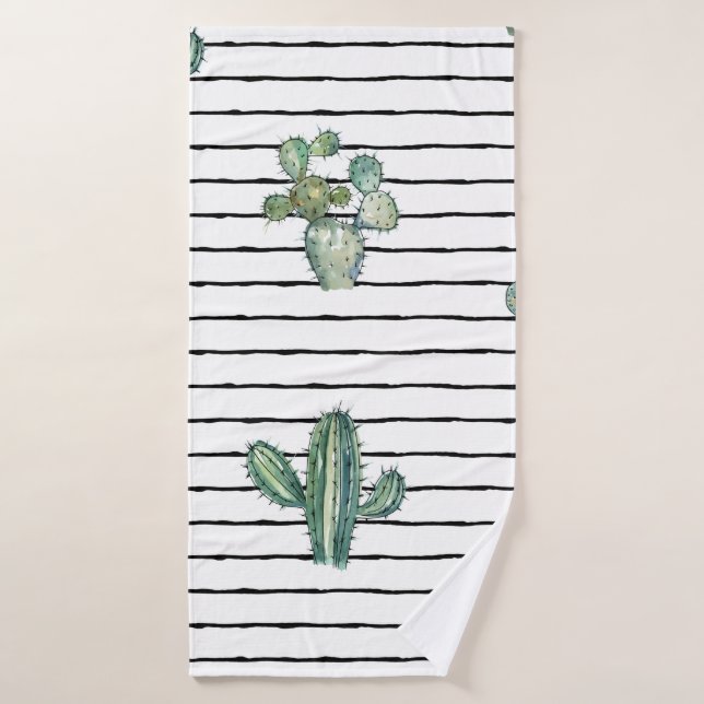 Watercolor cactus seamless pattern bath towel (Bath Towel)