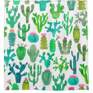 Watercolor cactus seamless pattern. Cacti backgrou