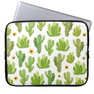 Watercolor cactus seamless pattern laptop sleeve