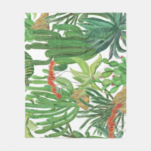 Watercolor Cactus: Seamless Pattern Painting Fleece Blanket