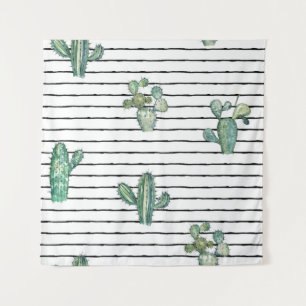 Watercolor cactus seamless pattern tapestry