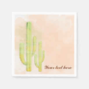 Watercolor Cactus Simple Southwestern Party Napkin