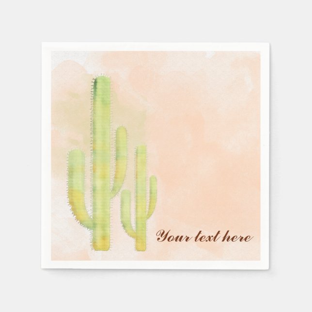 Watercolor Cactus Simple Southwestern Party Napkin (Front)