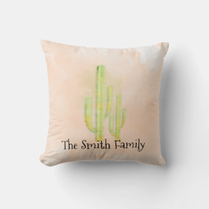 Watercolor Cactus Simple Southwestern Throw Pillow