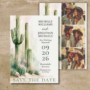 Watercolor Cactus Southwestern Desert 3 Photo Save The Date