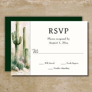 Watercolor Cactus Southwestern Desert Wedding RSVP Card
