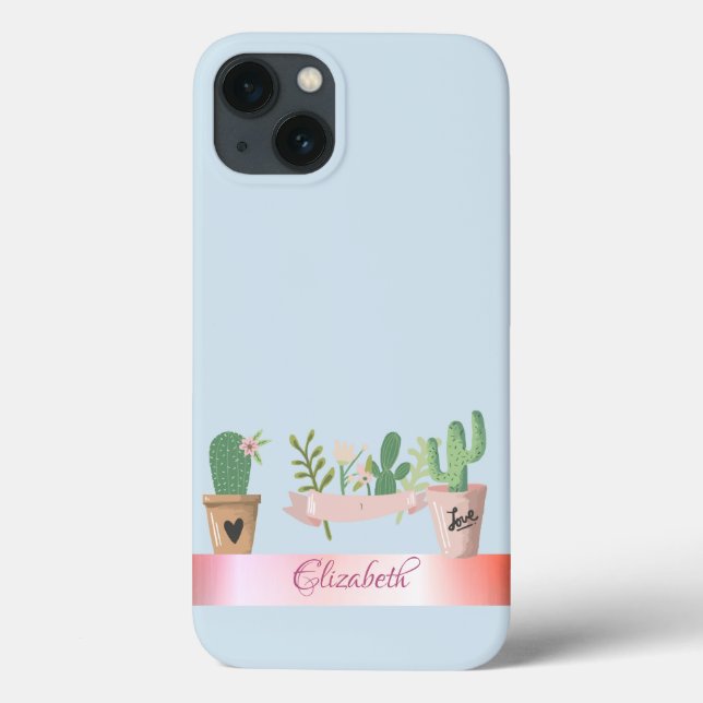 Watercolor Cactus ,Stripe Case-Mate iPhone Case (Back)