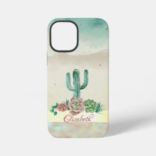 Watercolor Cactus,Succulent Paint Splash iPhone 12 Mini Case