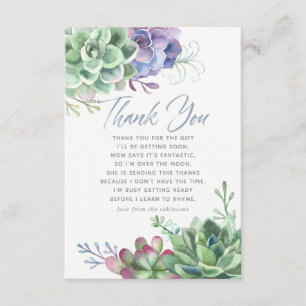 Watercolor Cactus Succulents Baby Shower Thank You