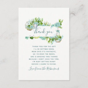 Watercolor Cactus Succulents Baby Shower Thank You Card