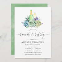 Watercolor Cactus Succulents Brunch and Bubbly